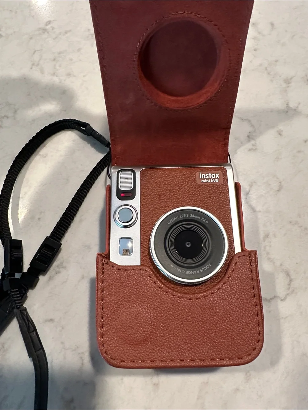 Fujifilm Instax Mini Evo Instant Camera — Brown & Silver